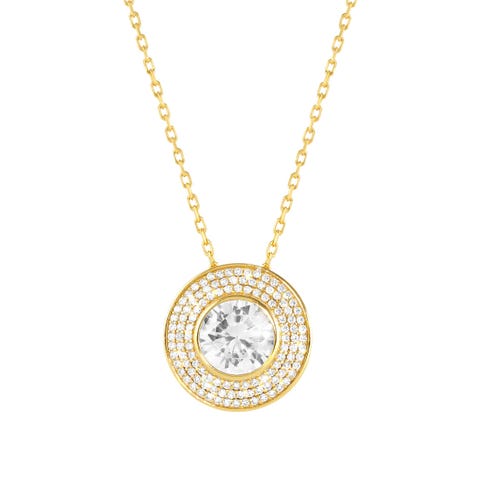 Collana Aurea in argento 925 e cubic zirconia Collana ricca color oro giallo e pietre bianche
