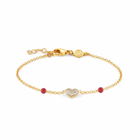 Gioie Bracelet with Heart and Red Jade Bracelet in sterling silver