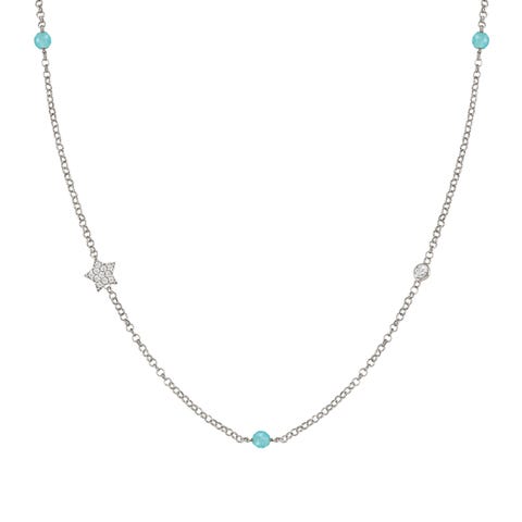 Gioie Necklace with Star and Light Blue Jade Necklace in sterling silver with gemstone