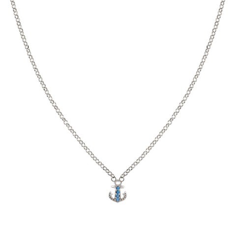Gioie Necklace with Anchor and Blue Zirconia Necklace with coloured gemstones