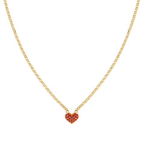 Gioie Necklace with Red Heart and Zirconia Necklace with Heart in sterling silver and gemstones
