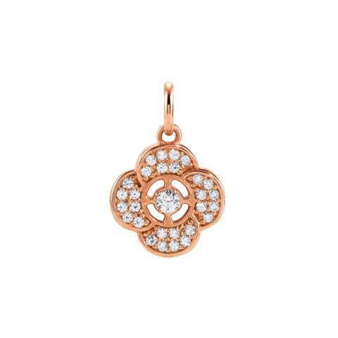 Charm MyPendants Fiore Charm in oro rosa tempestato di Cubic Zirconia