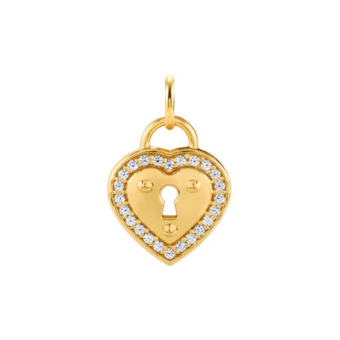 Charm MyPendants Lucchetto dell'amore Charm in argento e oro con Cubic Zirconia