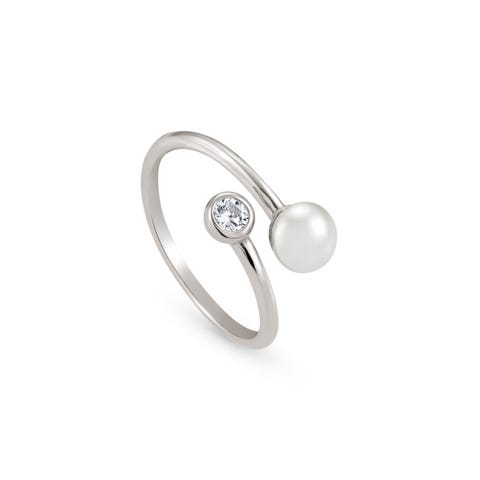 Bella Moonlight Open Ring with Pearl Ring with stones in sterling silver
