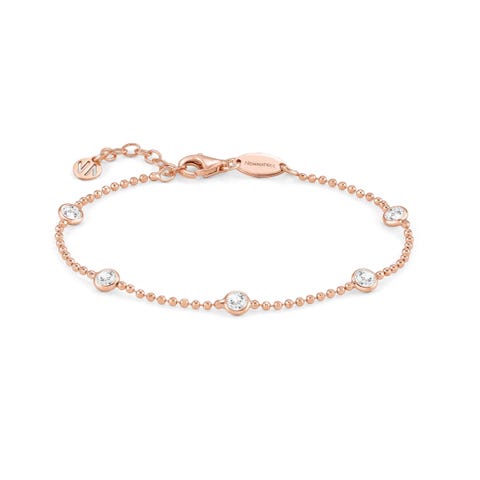 Bracelet in Rose Gold and coloured Crystal Bracelet in sterling silver and coloured gemstones