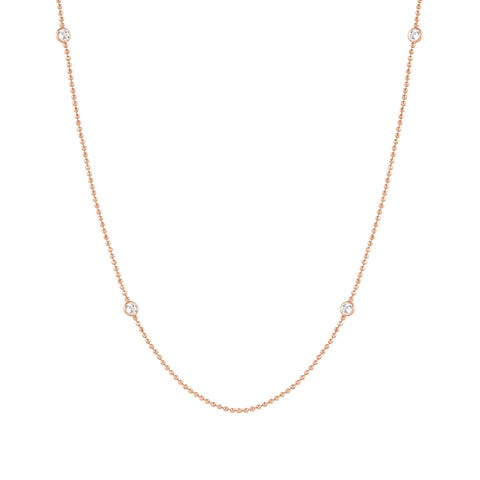 Long Necklace in Rose Gold and coloured Crystal Long necklace in sterling silver and gemstones