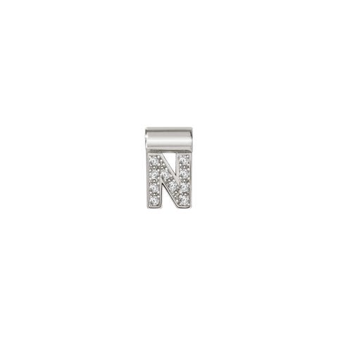 SeiMia Pendant with Letter N Letter Pendant in Sterling Silver with Cubic Zirconia