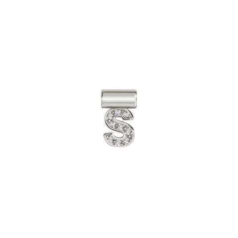 SeiMia Pendant with Letter S Alphabetic Letter in Silver and white Cubic Zirconias