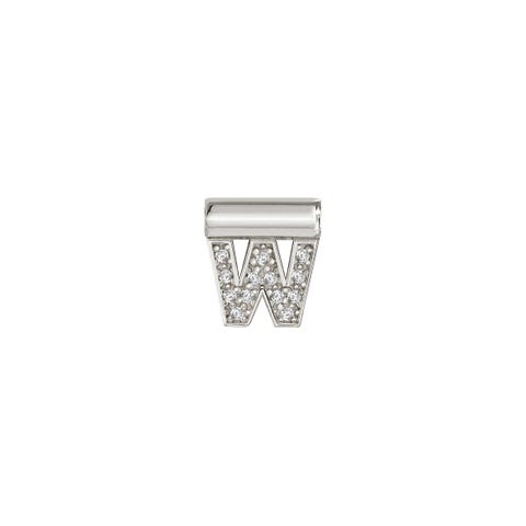 SeiMia Pendant with Letter W Letter in Silver and Cubic Zirconia