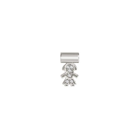 SeiMia Pendant with Little Girl and White Stones Symbol in Sterling Silver and Cubic Zirconia