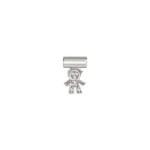 SeiMia Pendant with Little Boy Symbol in Sterling Silver with white Stones
