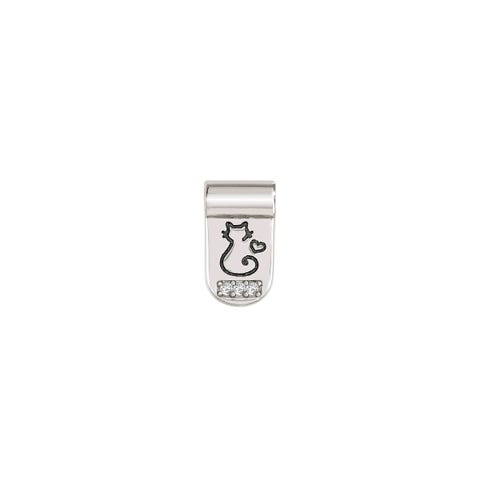 Ciondolo SeiMia con Gatto Pendente in Argento 925 e Cubic Zirconia