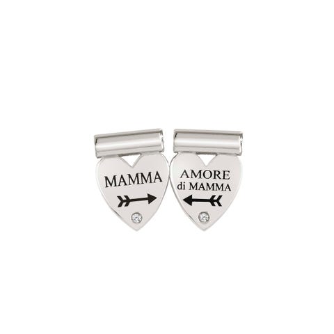 SeiMia Mamma Heart Charm Split pendant with enamel and Cubic Zirconia