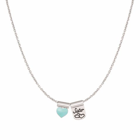 Collana Sei Mia con Sorella e Cuore Collana con Pendenti in Argento 925