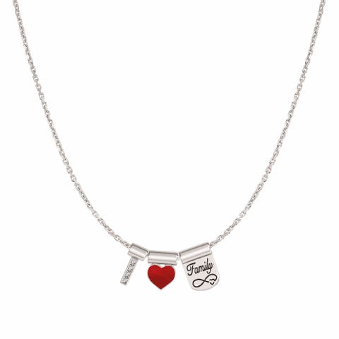 Collier SeiMai J'aime la famille Collier avec inscription et symboles en Argent 925