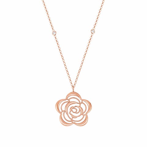 Collier Primavera en Or Rose avec Fleur Collier avec revêtement en surface en Or rose.