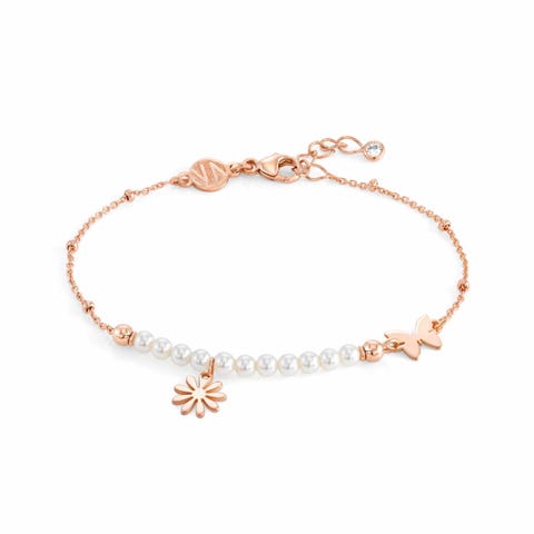 Bracelet Melodie Fleur et Perles Bijou avec Pendentifs en Argent