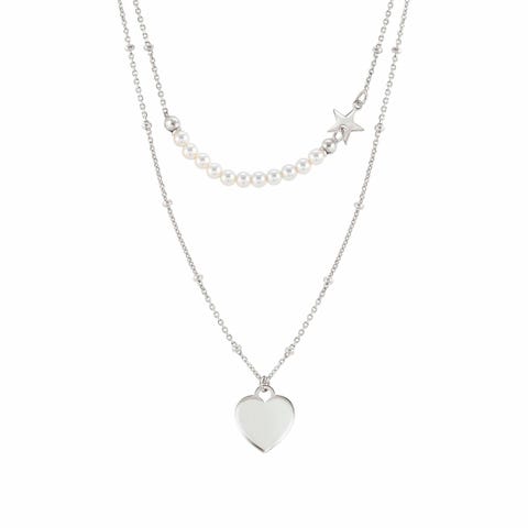 Collier Melodie Cœur et Perles Bijou en Argent 925