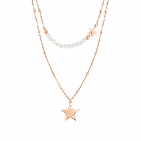 Collier Melodie Etoiles et Perles Bijou en Argent 925 avec revêtement de surface