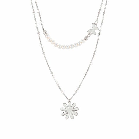 Collier Melodie Fleur et Perles Bijou avec symboles en Argent