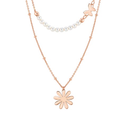 Melodie necklace Flower and pearls Jewellery with silver symbols