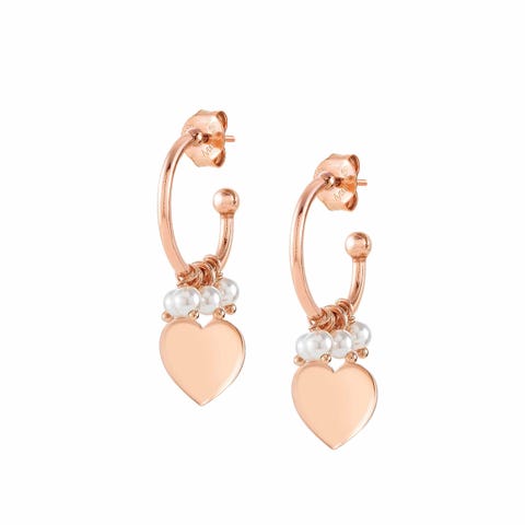 Boucles d’Oreille Melodie Cœur et Perles Boucles d’Oreille en Argent 925