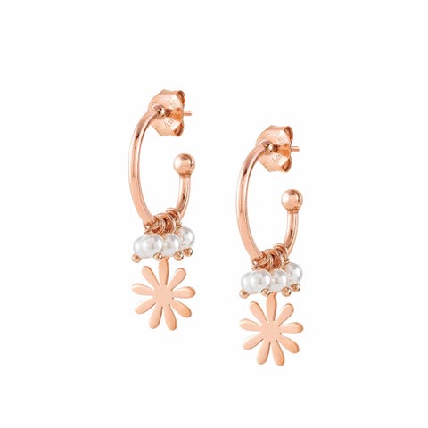 Boucles d’Oreille Melodie Fleur et Perles Boucles d’Oreille longues avec Pierres