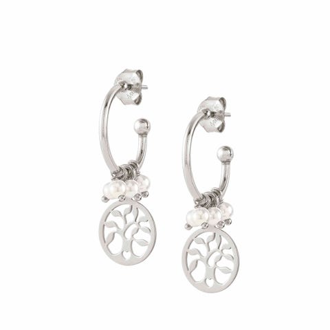 Boucles d’Oreille Melodie Arbre de la Vie et Perles Bijou avec symbole et Pierres