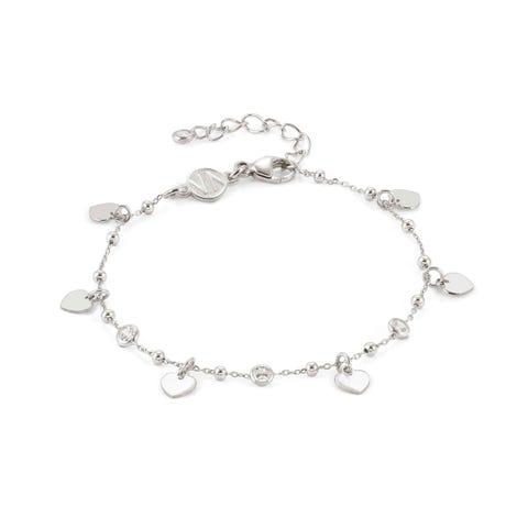 Melodie bracelet with Hearts and Cubic Zirconia Sterling silver bracelet