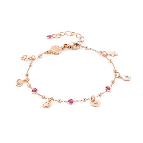 Melodie Bracelet, mix Symbol Pendants, red CZ Bracelet with Mixed Symbols