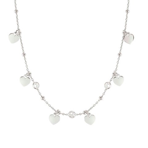 Melodie necklace with Hearts and Cubic Zirconia Sterling silver necklace