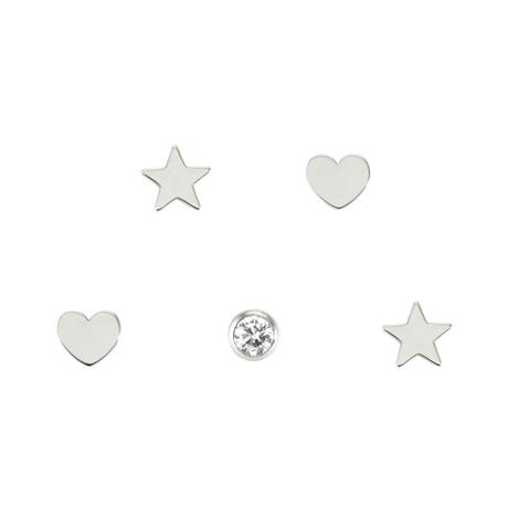 Set 5 stud earrings in sterling silver Earrings with symbols