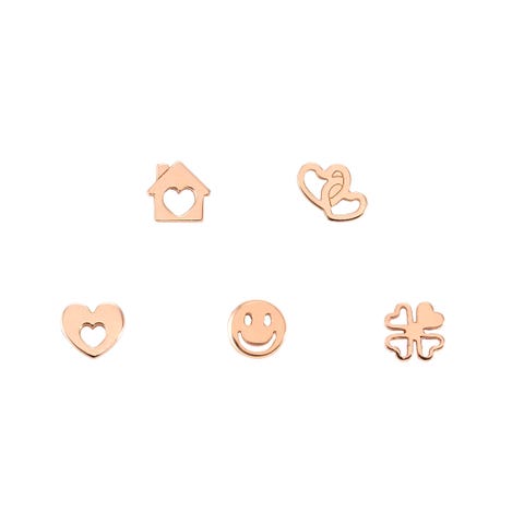 Set 5 single earrings with Symbol Medley Earrings with rose gold plated finish