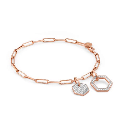 Bracelet Émotions avec Pendentifs et Zircons Bracelet avec double pendentif et zircons