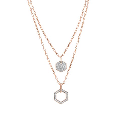 Halskette Emozioni mit doppelter Kette Doppel- Anhänger mit Cubic Zirkonia