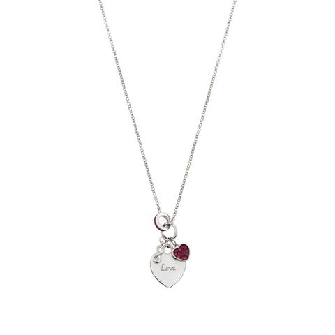 Collar Easychic Love con Corazón Collar de Plata con revestimiento superficial y pavé