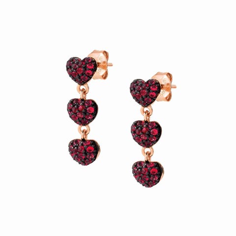 Easychic Hearts earrings rose gold finish Earrings with coloured Cubic Zirconia