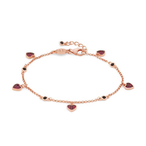 Bracelet SweetRock Cœurs et Pierres Bracelet avec Pendentifs en Argent