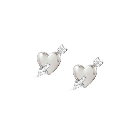 Sterling silver Sweetrock Heart earrings Heart earrings with arrow and gemstones