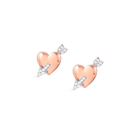Sterling silver Sweetrock Heart earrings Heart earrings with arrow and gemstones