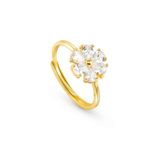 Bague Sweetrock Nature Fleur Bague en argent avec zircones cubiques blanches