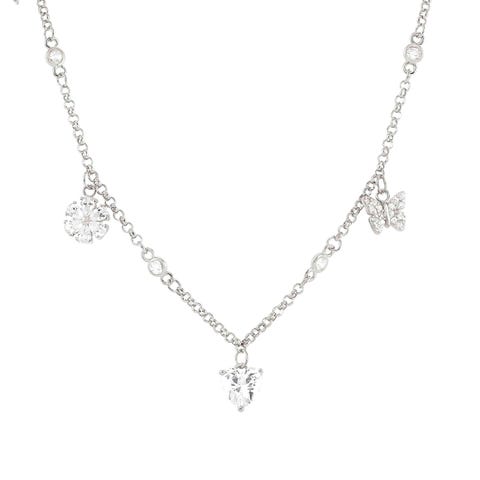 Collier Sweetrock Nature pendentifs mixtes Collier en argent avec zircones cubiques
