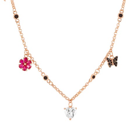 Halskette Sweetrock Nature Roségold mit Anhängern Halskette in Silber und Cubic Zirkonia