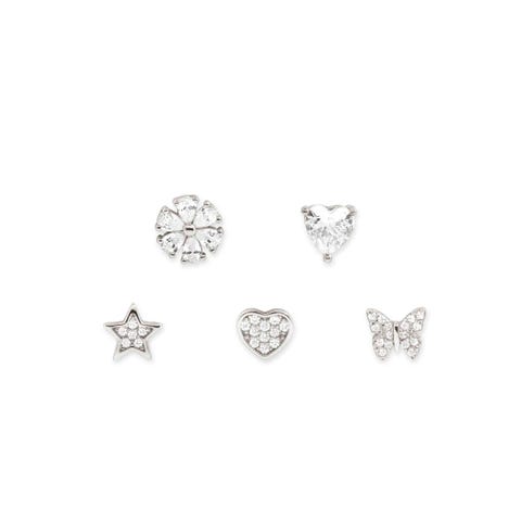 Sweetrock Nature 5 earring set sterling silver Earrings with white Cubic Zirconia