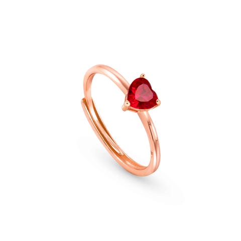 Bague Sweetrock Coeur rouge Bague avec finition Or rose