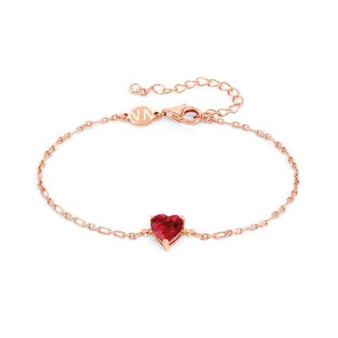 Bracelet Sweetrock Coeur rouge Bracelet en argent avec finition Or rose