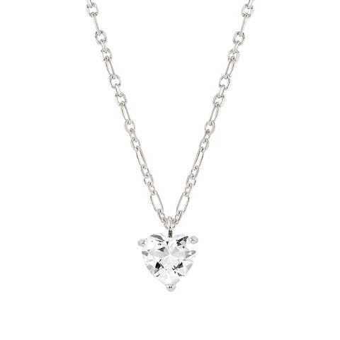 Sweetrock sterling silver necklace, White Heart Sterling silver necklace with plated finish