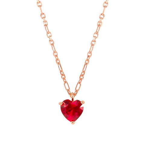 Collier Sweetrock Coeur rouge Collier en argent 925 avec finition Or rose
