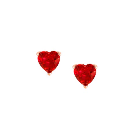 Boucles d’oreilles Sweetrock Coeur rouge Boucles d’oreilles argent 925 finition Or rose