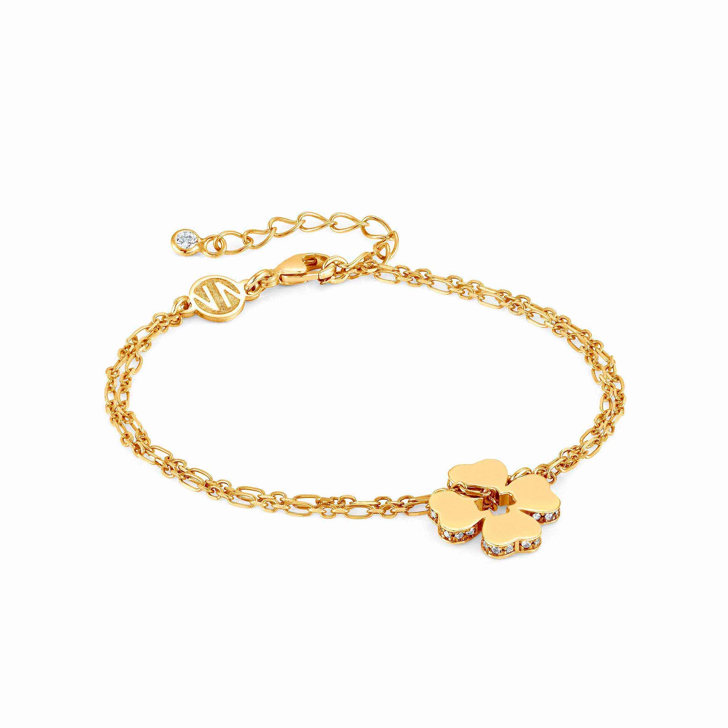 Buy Sparkling Balls Clover Gold Plated Sterling Silver Chain Bracelet by  Mannash™ Jewellery